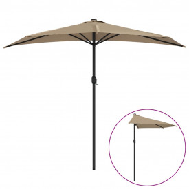 vidaXL Umbrelă de soare semicerc tijă aluminiu gri taupe 270x135 cm - Img 2