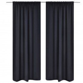 2 Perdele negre opace cu rejansă 135 x 245 cm
