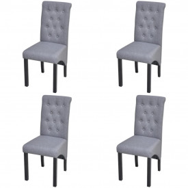 4 Scaune bucătărie, material textil, cu spătar înalt, gri închis