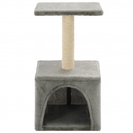 Ansamblu pentru pisici, stâlp cu funie de sisal, 55 cm, gri - Img 4