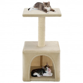 Ansamblu pentru pisici, stâlpi cu funie de sisal, 55 cm, bej - Img 1