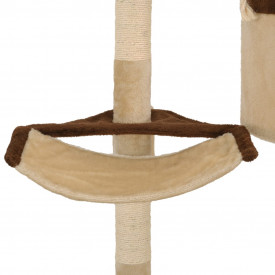 Ansamblu pisici, stâlpi sisal, montare perete, 194 cm, bej/maro - Img 8