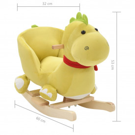 Balansoar animal cu spătar dragon pluș 60x32x53 cm verde lime - Img 5