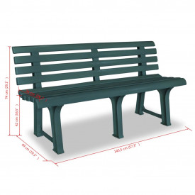 Bancă de grădină 145,5x49x74 cm, plastic, verde - Img 6