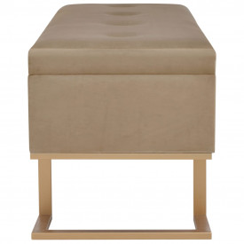 Banchetă cu un compartiment de depozitare bej 105 cm catifea - Img 4