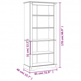 Bibliotecă 5 rafturi, pin mexican, stil Corona 81 x 29 x 170 cm - Img 8