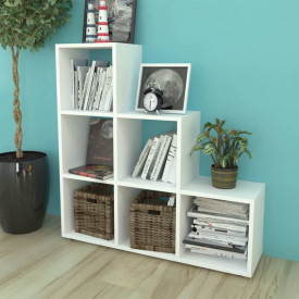 Bibliotecă în trepte / Raft de expunere 107 cm Alb - Img 1