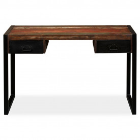Birou cu 2 sertare din lemn masiv reciclat, 120 x 50 x 76 cm - Img 2