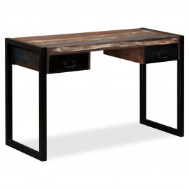 Birou cu 2 sertare din lemn masiv reciclat, 120 x 50 x 76 cm - Img 11
