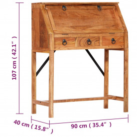 Birou de scris, 90 x 40 x 107 cm, lemn masiv de acacia - Img 9