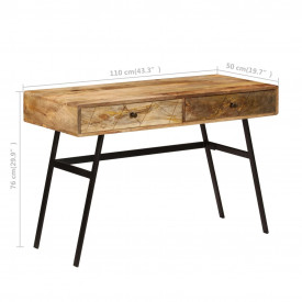 Birou de scris cu sertare, 110x50x76 cm, lemn masiv de mango - Img 11