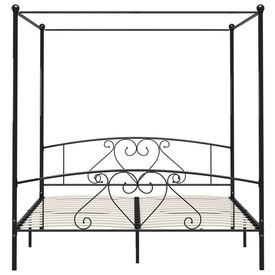 Cadru de pat cu baldachin, negru, 180 x 200 cm, metal - Img 2