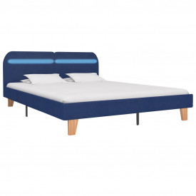 Cadru de pat cu LED-uri, albastru, 180x200 cm, material textil - Img 2