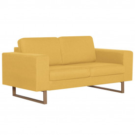 Canapea cu 2 locuri, galben, material textil - Img 2