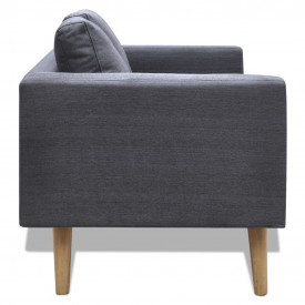 Canapea cu 2 locuri, material textil, gri închis - Img 2