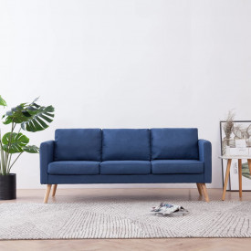 Canapea cu 3 locuri, albastru, material textil