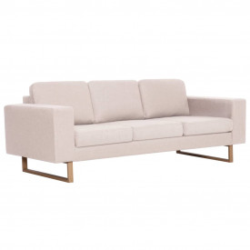 Canapea cu 3 locuri, crem, material textil - Img 2