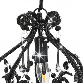 Candelabru cu mărgele, negru, rotund, E14 - Img 5