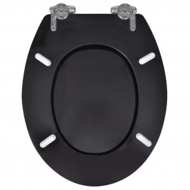Capace WC cu închidere silențioasă, 2 buc, negru, MDF - Img 5