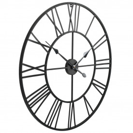 Ceas de perete vintage, cu cuarț, lemn și metal, XXL, 80 cm - Img 3