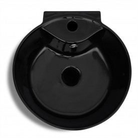 Chiuvetă ceramică verticală rotundă baie bazin/Gaură scurgere, negru - Img 4