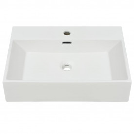 Chiuvetă cu orificiu robinet, ceramică 60,5x42,5x14,5 cm, alb - Img 3