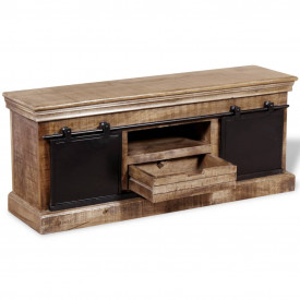Comodă TV cu 2 uși glisante lemn de mango masiv 110x30x45 cm - Img 5
