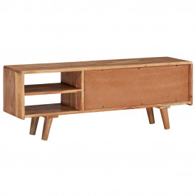 Comodă TV din lemn masiv de acacia, uși sculptate, 117x30x40 cm - Img 4