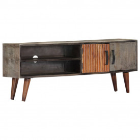 Comodă TV, gri, 115x30x46 cm, lemn masiv de mango - Img 10