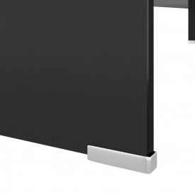 Comodă TV/Suport monitor, sticlă, 110 x 30 x 13 cm, negru - Img 5
