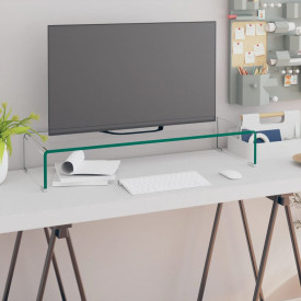 Comodă TV/Suport monitor, sticlă transparentă, 80 x 30 x 13 cm