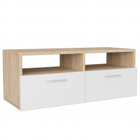 Comode TV 2 buc, PAL, 95 x 35 x 36 cm, stejar și alb - Img 3