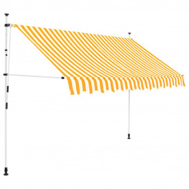 Copertină retractabilă manual, 250 cm, dungi galben și alb