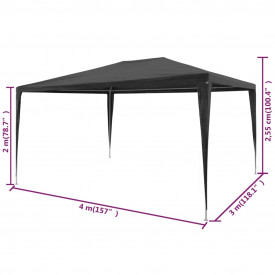 Cort de petrecere, antracit, 3 x 4 m, PE - Img 6
