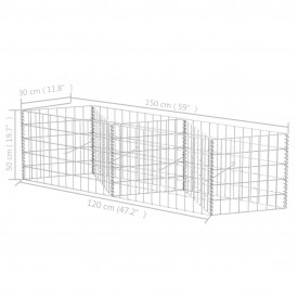 Coș gabion/plantator/jardinieră pat legume, oțel, 150x30x100 cm - Img 6