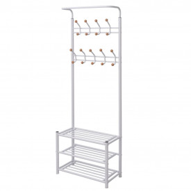 Cuier cu rafturi pentru pantofi, 68 x 32 x 182,5 cm, alb