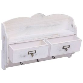 Cuier de perete, alb, 50 x 10 x 34 cm, lemn - Img 3