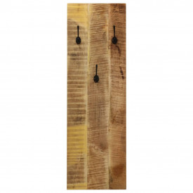 Cuier haine de perete, 2 buc., lemn masiv de mango 36x110x3 cm - Img 3