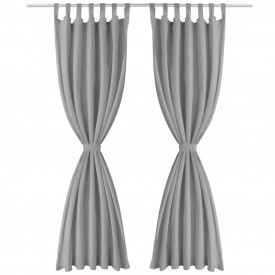 Draperii micro-satin cu bride, 2 buc, 140 x 225 cm, gri - Img 2