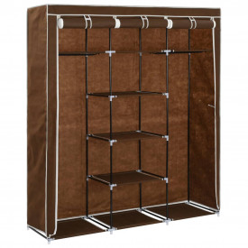 Dulap cu bare și compartimente, maro, 150x45x175 cm, textil - Img 3
