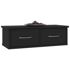 Dulap de perete cu sertare, negru, 60x26x18,5 cm, PAL - Img 2
