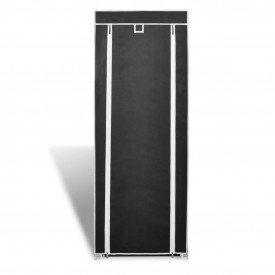 Dulap pantofi cu husă din material textil 57 x 29 x 162 cm, Negru - Img 2