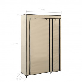 Dulap pliabil de haine, crem, 110x45x175 cm, textil - Img 7
