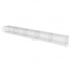 Gabion perete cu capace, oțel galvanizat, 600 x 50 x 50 cm - Img 6