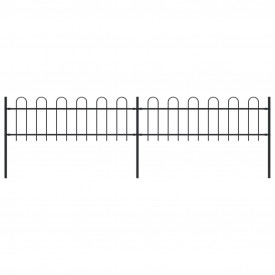 Gard de grădină cu vârf curbat, negru, 3,4 x 0,6 m, oțel