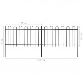 Gard de grădină cu vârf curbat, negru, 3,4 x 1 m, oțel - Img 5