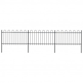 Gard de grădină cu vârf curbat, negru, 5,1 x 1 m, oțel