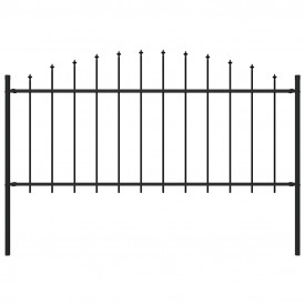 Gard de grădină cu vârf suliță, negru, (0,5-0,75) x 1,7 m oțel