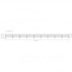 Gard de grădină cu vârf suliță, negru, (0,75-1)x15,3 m, oțel - Img 5