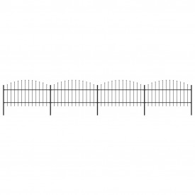 Gard de grădină cu vârf suliță, negru, (1-1,25) x 6,8 m, oțel